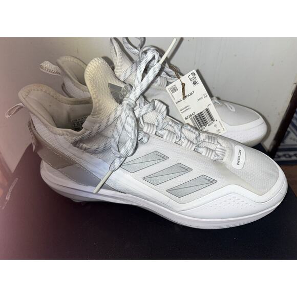adidas Icon 7 BOOST Baseball Metal Cleats White Silver S23847 Men's Size 7 - Picture 9 of 12